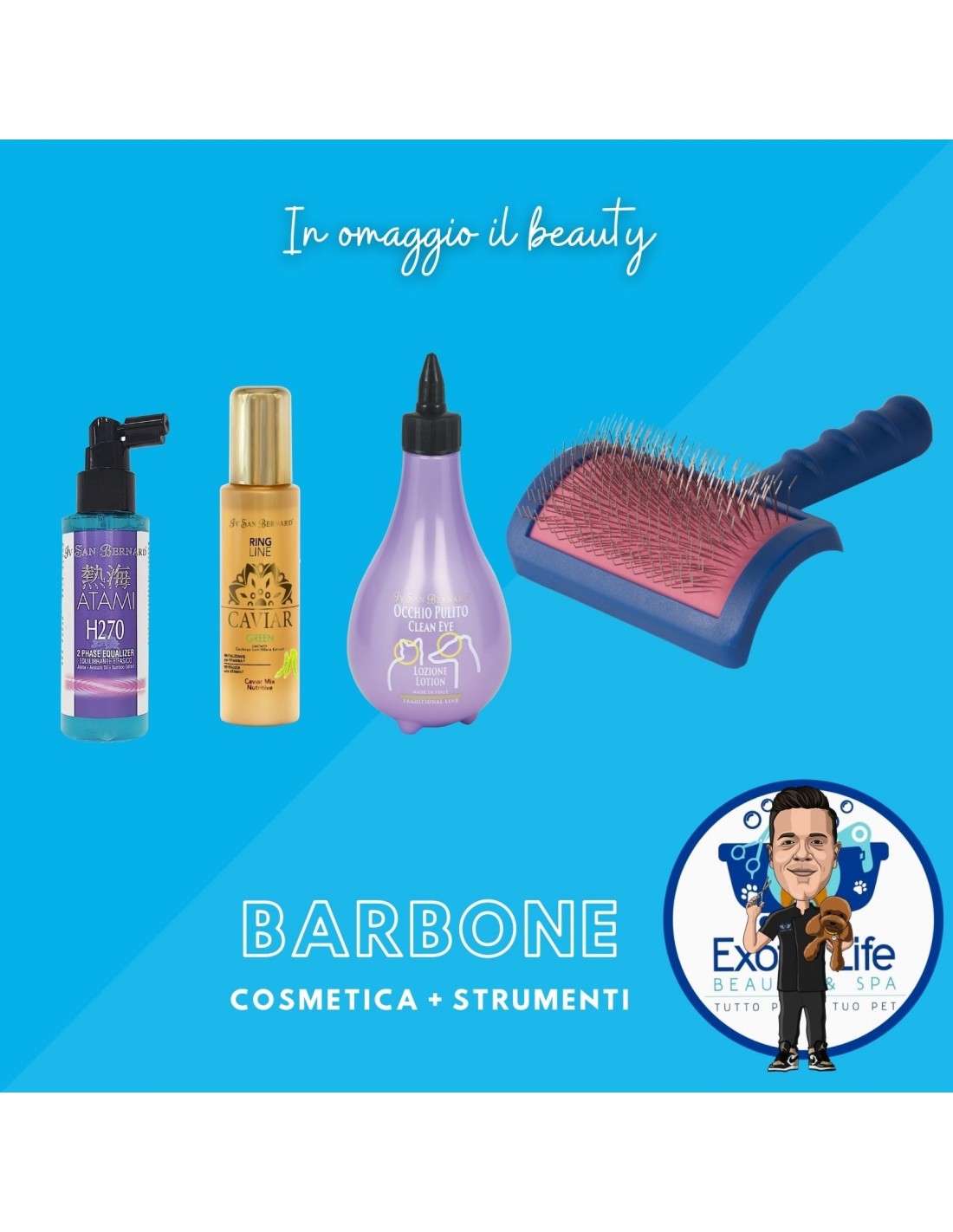 Kit Beauty Per Barboncino Spazzola + Cosmetica - Exotic Life