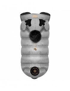 MILK & PEPPER PIUMINO GRIGIO CON CAPPUCCIO PER CANI