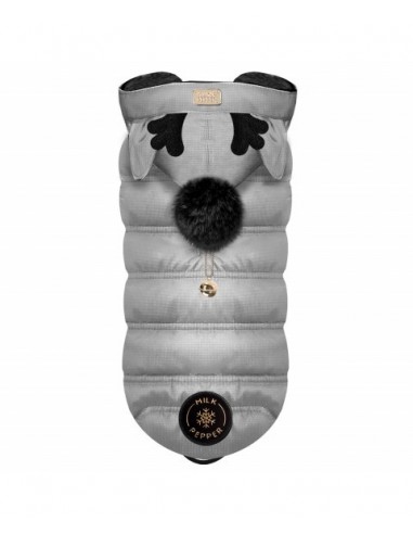 MILK & PEPPER PIUMINO GRIGIO CON CAPPUCCIO PER CANI