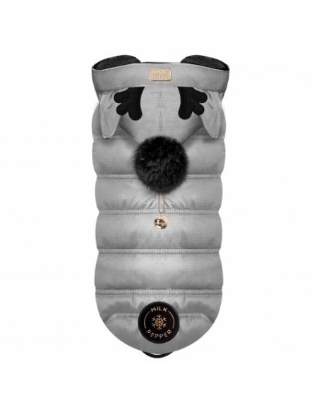 MILK & PEPPER PIUMINO GRIGIO CON CAPPUCCIO PER CANI