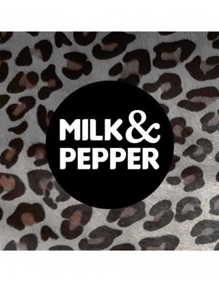 MILK & PEPPER GUINZAGLIO IN PELLE E CAVALLINO LEOPARDATO GRIGIO