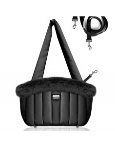 MILK & PEPPER NANOUK Black bag with black Fur 40x20x27cm