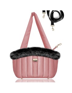 MILK & PEPPER NANOUK Pink Bag with black Fur 40x20x27cm